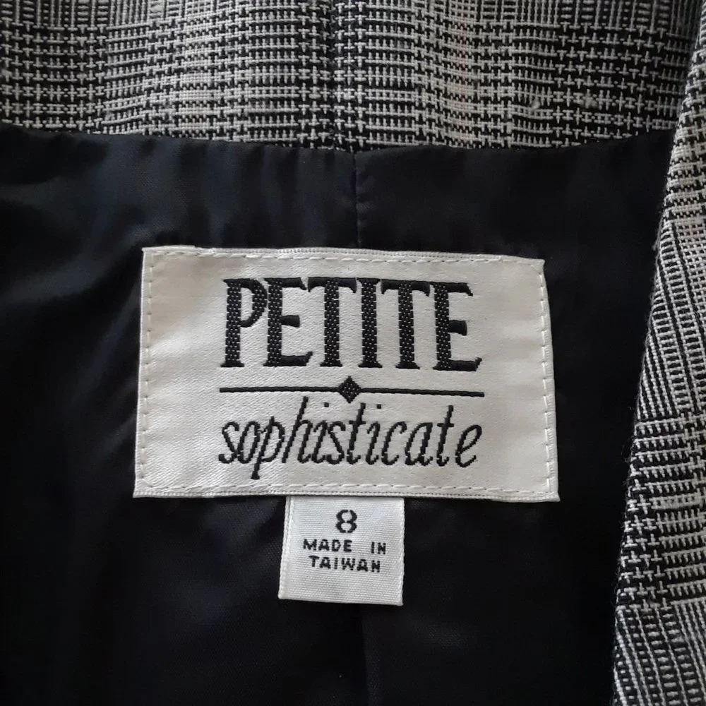 Vintage 1990s Petite Sophisticate Black & Pink Glen Check Blazer - Picture 14 of 16